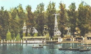 Amusements on the lake at Sanatoga Park circa 1929