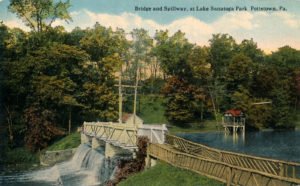 Bridge and Spillway at Lake - Sanatoga Park